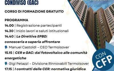 Corso gratuito su Comunità Energetiche Rinnovabili (CER) e Gruppi di Autoconsumo Condiviso (GAC)