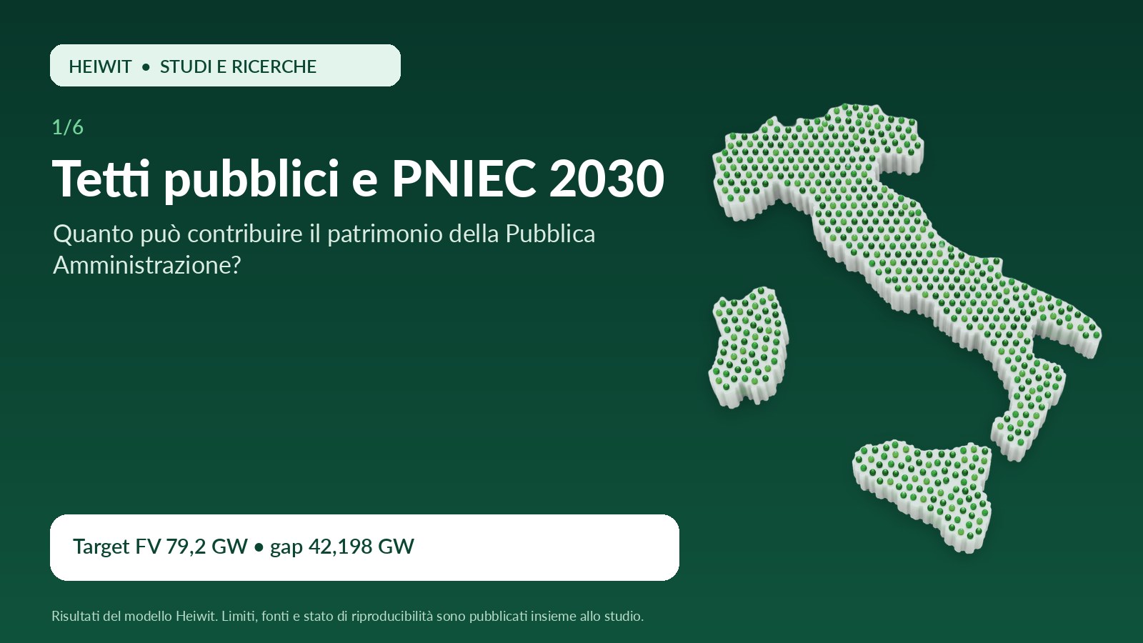 Tetti pubblici e PNIEC 2030 Tetti pubblici e PNIEC 2030 — elaborazione grafica Heiwit S.p.A.; immagine illustrativa