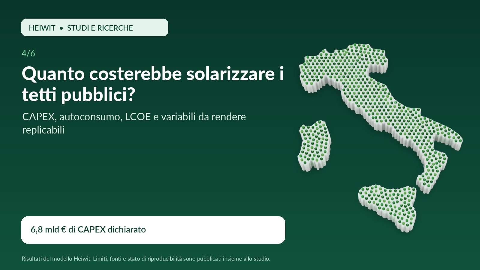 Economia del fotovoltaico sui tetti pubblici Economia del fotovoltaico sui tetti pubblici — elaborazione grafica Heiwit S.p.A.; immagine illustrativa