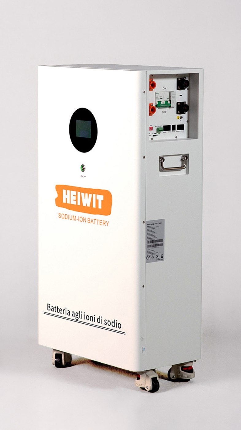 Batteria Heiwit agli ioni di sodio, vista a tre quarti